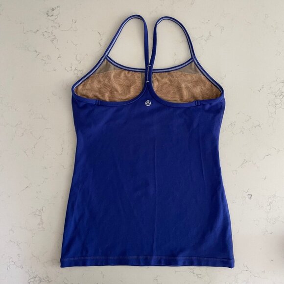 Lululemond Power Y Tank * Luon Light Yoga Workout Rback Top Blue Sz 6 - Picture 5 of 9